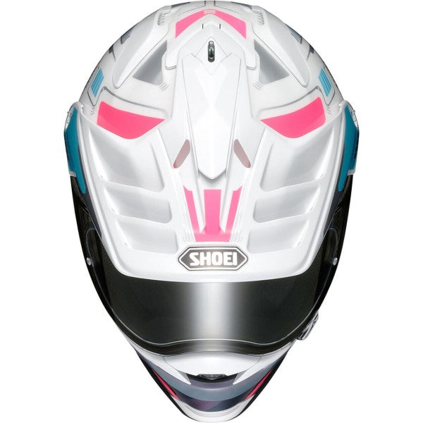 Casque Aventure Shoei Hornet X2 Invigorate Blanc Rose Mauve Dessus