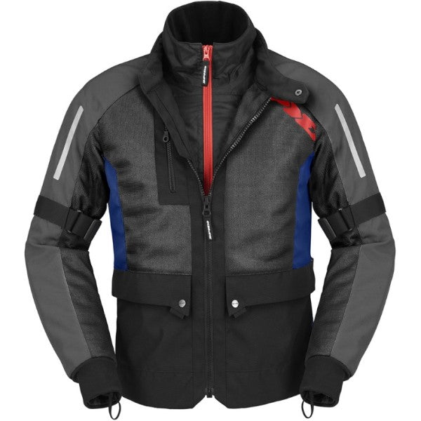 Manteau de moto Net H2Out Gris/Bleu de devant