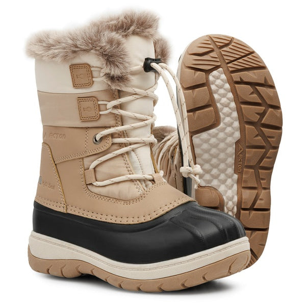 Bottes d’Hiver Lolly avec Feutre Amovible Junior Beige, de côté