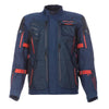 Manteau de Moto Badlands Pro Long Bleu/Rouge, de face
