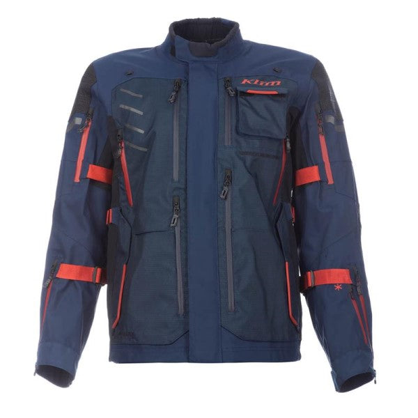 Manteau de Moto Badlands Pro Long Bleu/Rouge, de face