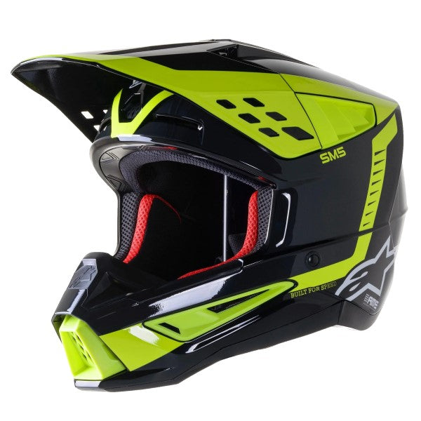 Casque de Motocross SM5 Beam Alpinestars noir et jaune, côté gauche