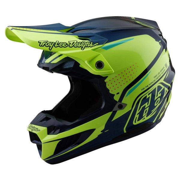Casque de Motocross SE5 Composite Drip MIPS Troy Lee Designs jaune, de 3/4