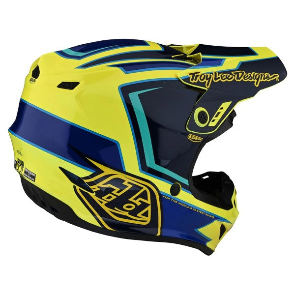 Casque de Motocross GP Ritn Junior Troy Lee Designs jaune, de 3/4 dos