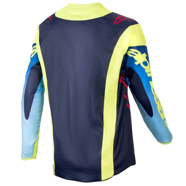 Chandail de Motocross Racer Hoen Junior Alpinestars jaune et bleu, de dos