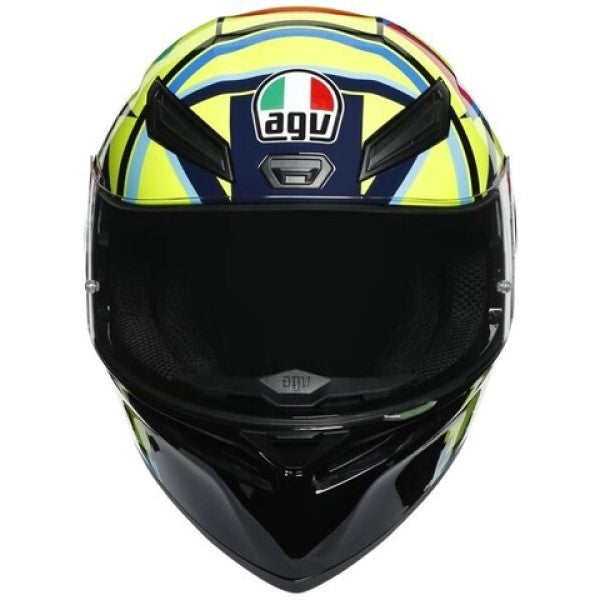 Casque Intégral de Moto K1 Top Soleluna  | Jaune multicolore, le côté face