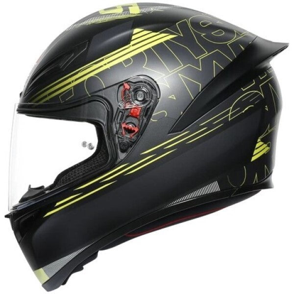 Casque Intégral de Moto K1 Top Track 46| Noir et jaune, le côté gauche