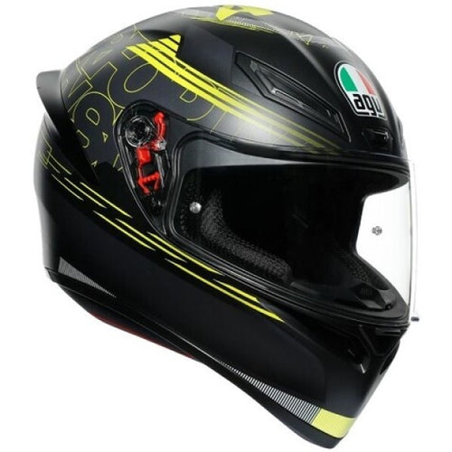 Casque Intégral de Moto K1 Top Track 46| Noir et jaune, le côté droit