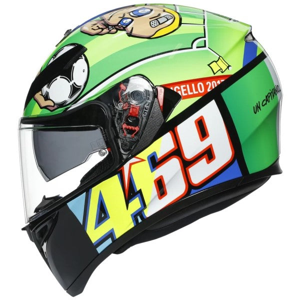 Casque Intégral de Moto K3 Sv Top Rossi Mugello | Vert multicolore, le côté gauche