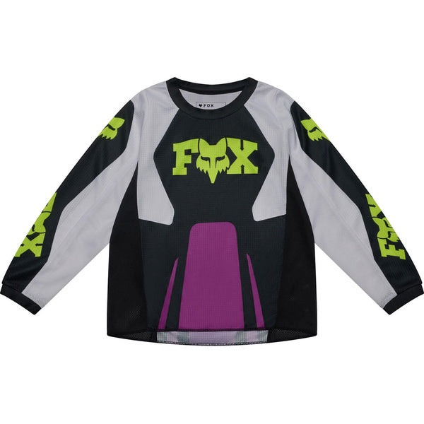 Chandail de Motocross 180 Draft Enfant/Fox/mauve, noir, de face