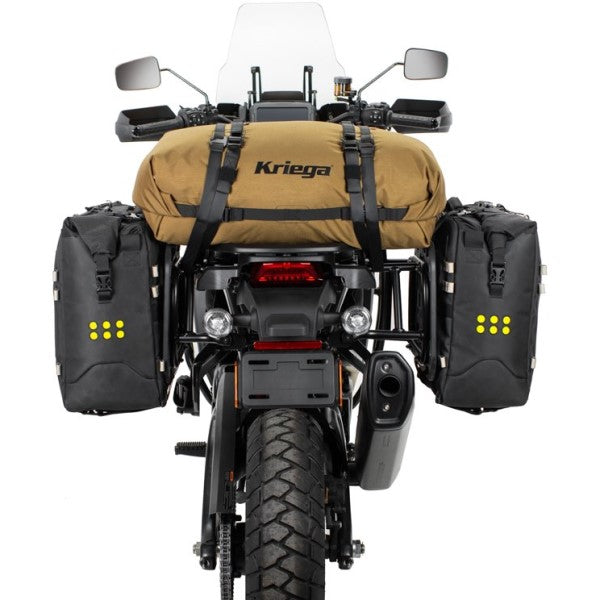 Sac Souple de Moto OS-38 Noir attachés aux côtés du siège de dos