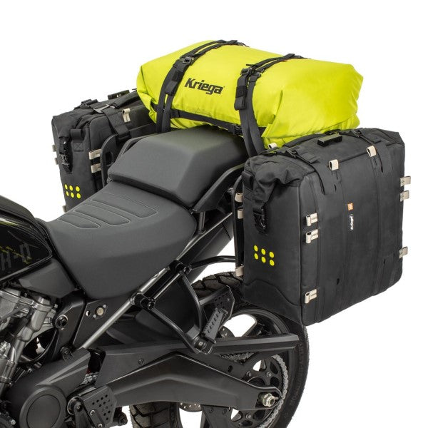 Sac Souple de Moto OS-38 Noir attachés aux côtés du siège en face
