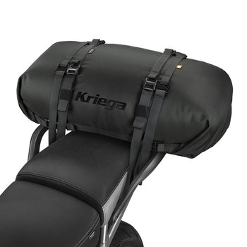 Sac Imperméable de Moto Rollpack-40 Noir attaché au siège incliné de face