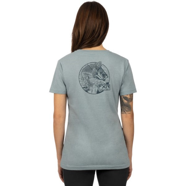 T-Shirt Walleye Premium pour Femmes Gris Dos