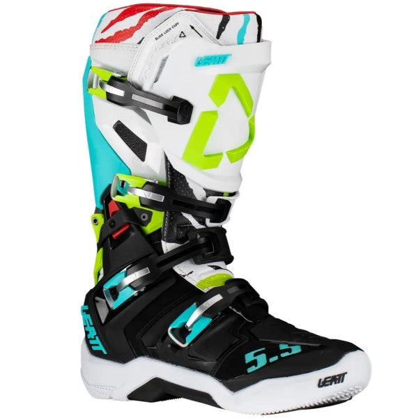 Bottes de Motocross 5.5 Flexlock Noir/Blanc/Jaune de gauche