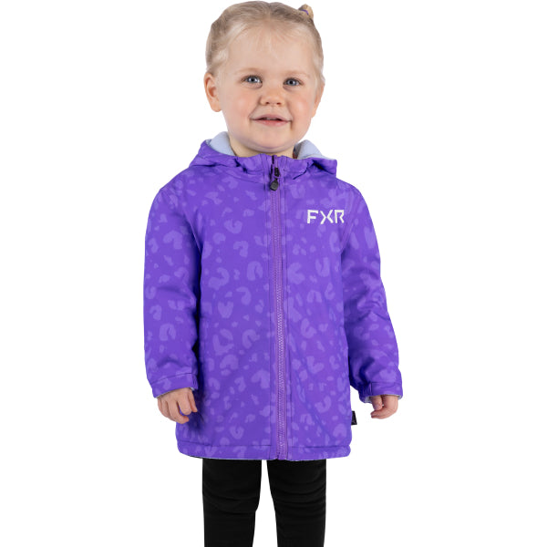 Manteau Ride Reversible Enfant FXR mauve et bleu, côté mauve de face