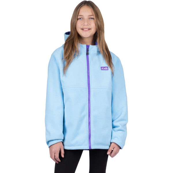 Manteau Ride Réversible Junior FXR mauve et bleu, côté bleu