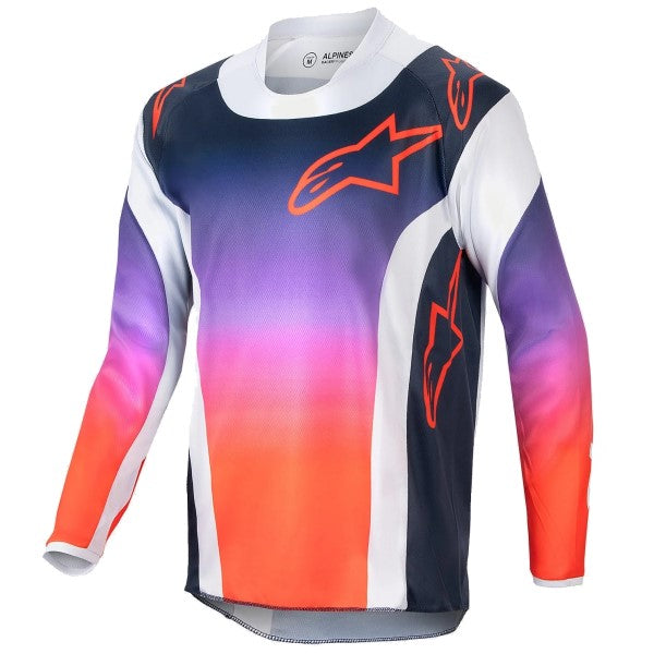 Chandail de Motocross Racer Hoen Junior Alpinestars mauve et orange, de face