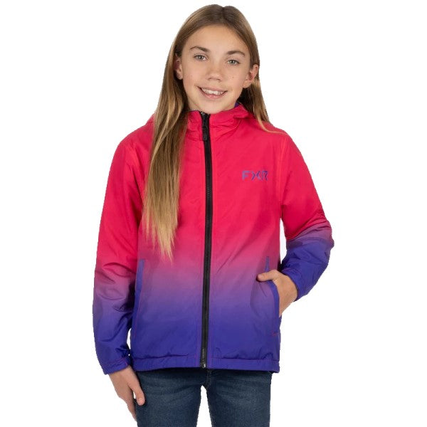 Manteau Ride Réversible Junior FXR mauve et rose, côté mauve et rose