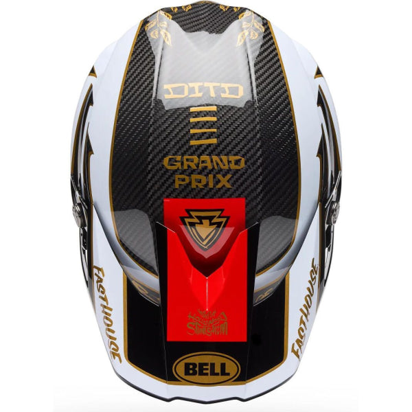 Casque Integral de Moto-10 Spherical  Fast House DID 25 Noir/Or, Dessus