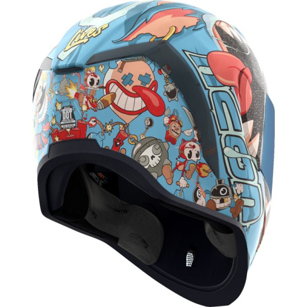 Casque Intégral de Moto Airform MIPS 9 Lives Bleu/Multicolore incliné de dos