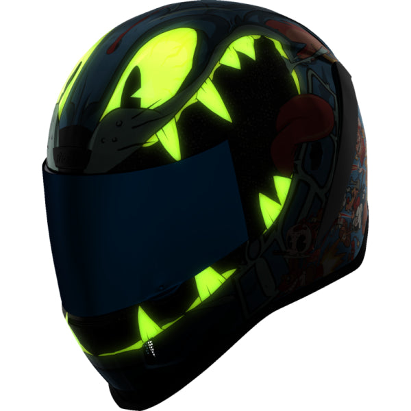 Casque Intégral de Moto Airform MIPS 9 Lives Bleu/Multicolore Fluorescent incliné de face