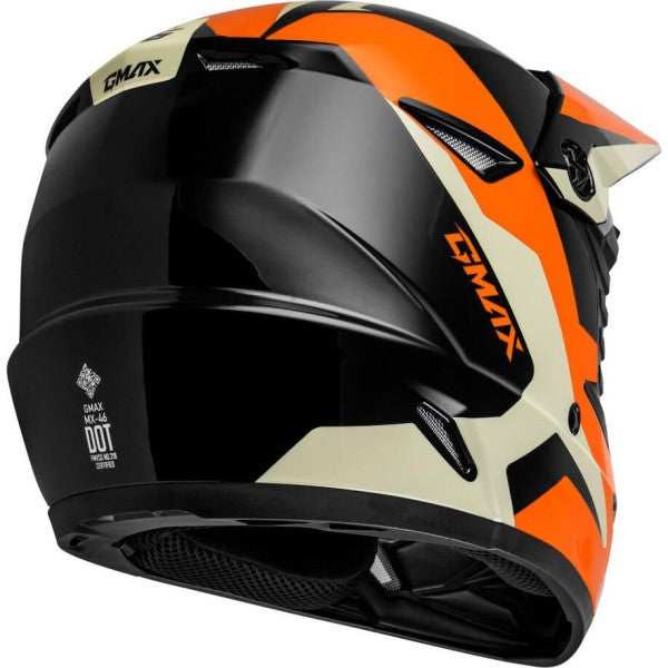 Casque de Motocross MX46 Cyclus Orange/Noir incliné de dos