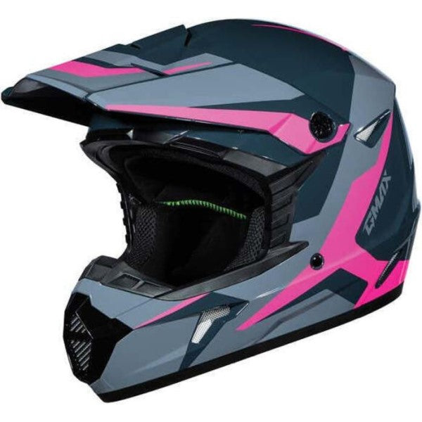 Casque de Motocross MX46Y Cyclus Junior Gris/Rose incliné de face