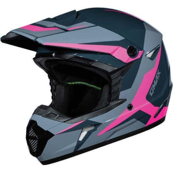 Casque de Motocross MX46 Cyclus Gris/Rose incliné de face