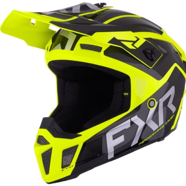 Casque Intégral de Motoneige Clutch Evo Junior Noir Jaune, côté gauche