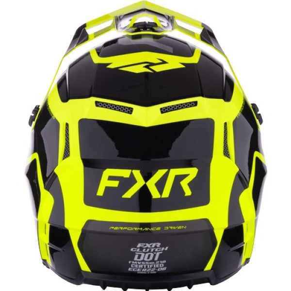 Casque Intégral de Motoneige Clutch Evo Junior Noir Jaune, Dos