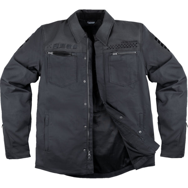 Manteau de Moto Upstate Canvas National Icon noir, de face