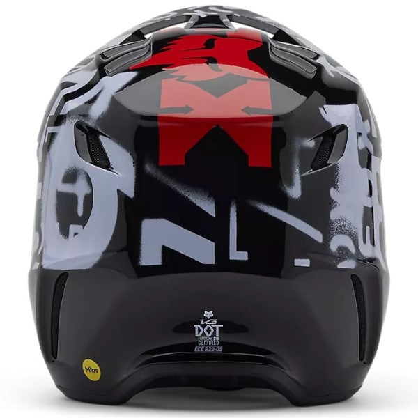 Casque de Motocross V3 Seventy4 Fox noir, arrière