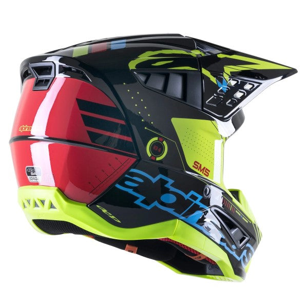 Casque de Motocross SM5 Action Alpinestars noir et bleu, côté droit