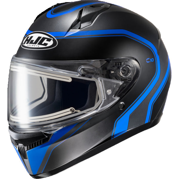 Casque Intégral de Motoneige C10 ELIE Noir/Bleu, visière double électrique