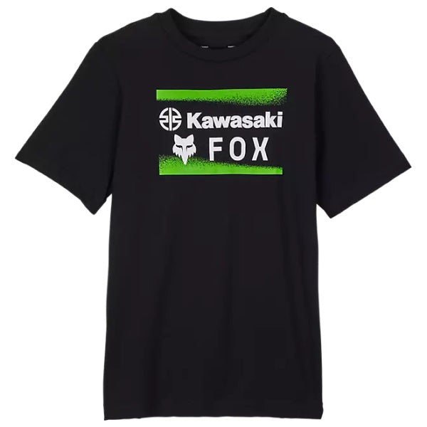 T-Shirt Fox x Kawasaki Premium Junior Fox noir, de face