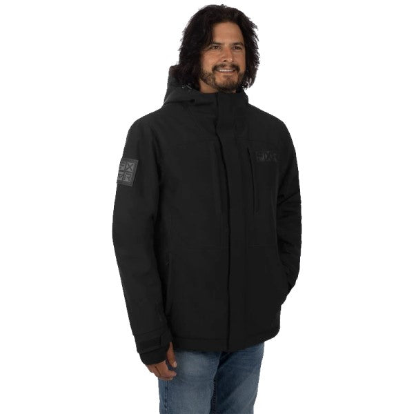 Manteau de Motoneige Vertical Pro Isolé Softshell FXR noir, de face