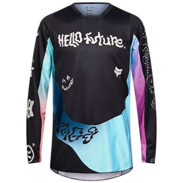 Chandail de Motocross 180 Hello Future Fox noir, de face