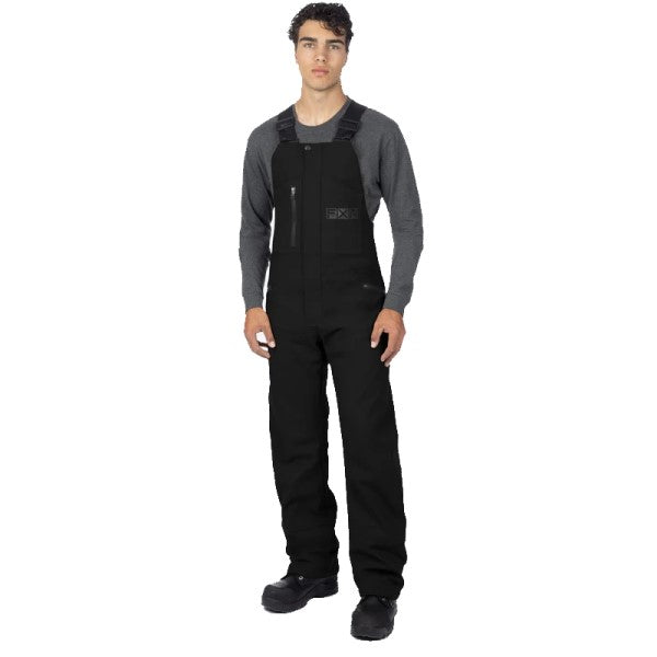 Pantalon de Motoneige Task Canevas Isolé à Bretelle Unisexe FXR noir, de face