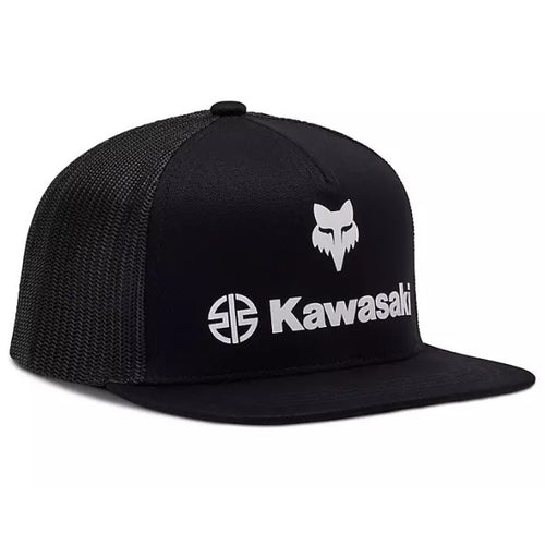 Casquette Fox x Kawasaki Junior Fox noir, de face