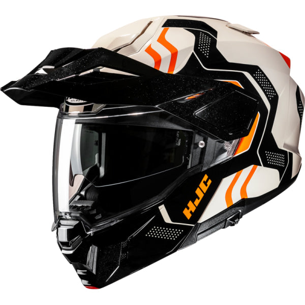 Casque Modulaire de Moto i80 Roki HJC noir et beige