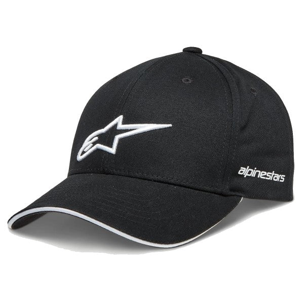 Casquette Rostrum Alpinestars noir et blanc, côté gauche