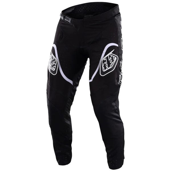 Pantalon de Motocross SE Pro Radian Troy Lee Designs noir et blanc, de face