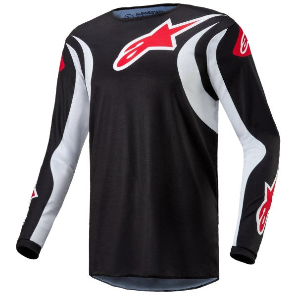 Chandail de Motocross Fluid Lucent Alpinestars noir et blanc, de face