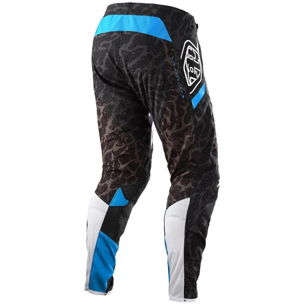 Pantalon de Motocross SE Pro Fractura Troy Lee Designs noir et bleu, de dos