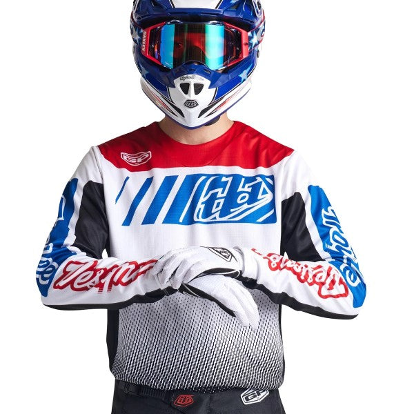 Chandail de Motocross GP Icon Troy Lee Designs noir et bleu, de face