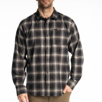 Chemise Alderson Midweight Flanelle Klim noir et gris, de face