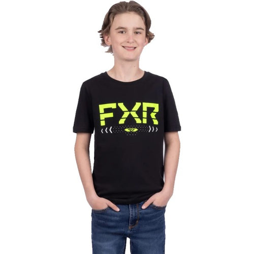 T-Shirt Helium Premium Junior FXR noir et haute visibilité, de face