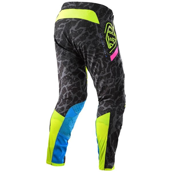 Pantalon de Motocross SE Pro Fractura Troy Lee Designs noir et jaune, de dos