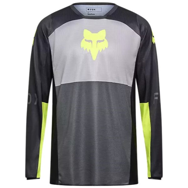 Chandail de Motocross 180 Flow Fox noir et jaune, de face